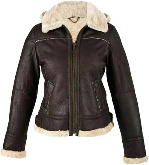 Fur B 35 women fashion winter shearling hood aviator flying B 3 bomber vintage Leather Pilot jacket