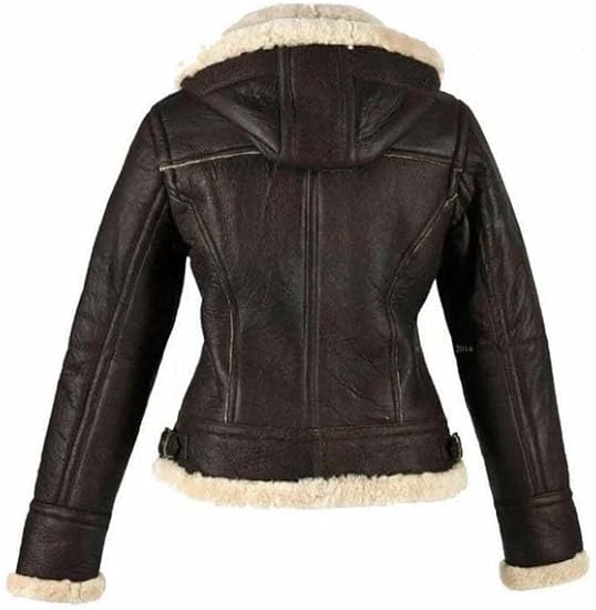 Fur B 35 women fashion winter shearling hood aviator flying B 3 bomber vintage Leather Pilot jacket