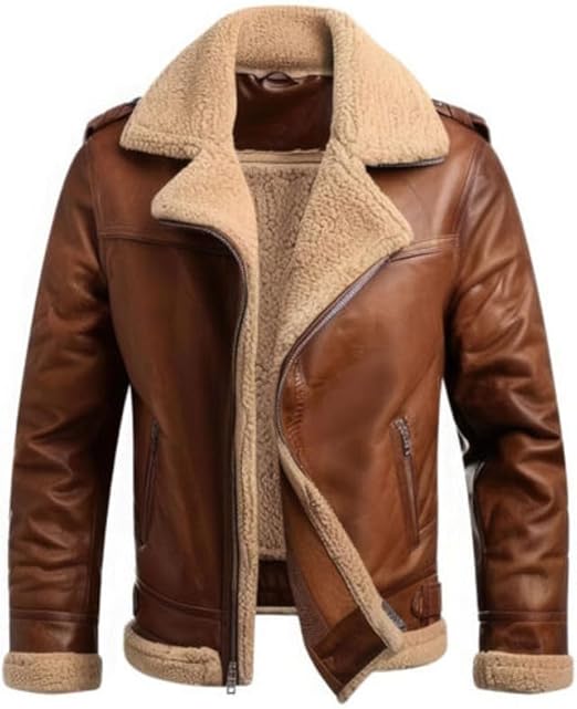 Women B 126 Faux Fur Shearling Real Sheep Leather feminine Jacket