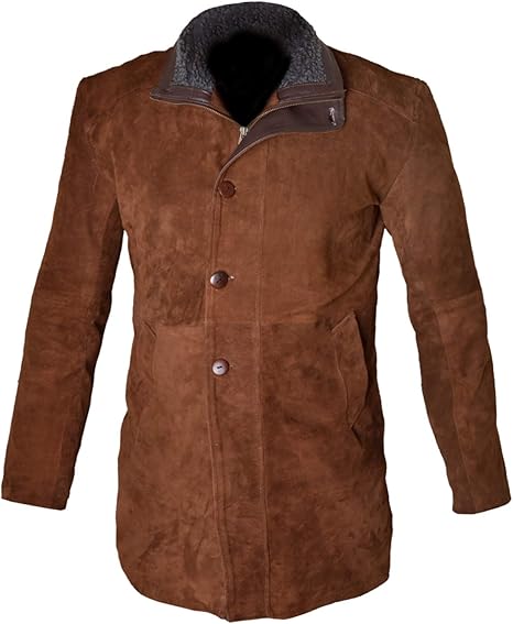 Men's Sheriff Walt Longmire Robert Taylor Genuine Leather Trench Coat XXS-5XL BROWN & BLACK