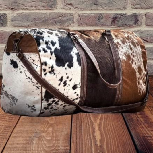 Cowhide Extra Large Duffel Bag Tricolor Cowhide Bag Travel Bag Gym Bag Weekender Overnight Bag Premium Quality